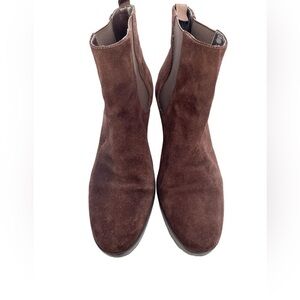 Ralph Lauren Chocolate Brown Suede Leather Wedge Ankle Boots Booties Size 10
